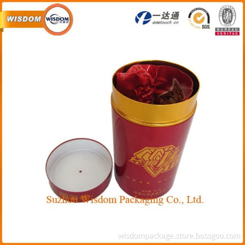round tea tin can